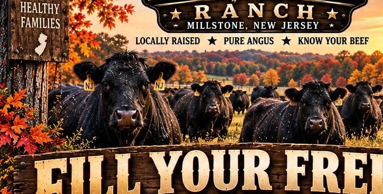 NJ Cattle Ranch herd in an autumn pasture
